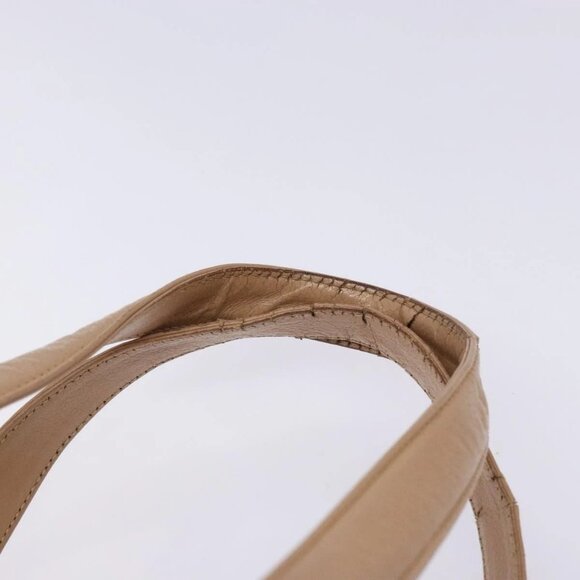 CHANEL Choco Bar Hand Bag Grained Calf Skin Beige Silver CC Auth 133063 - Picture 9 of 16